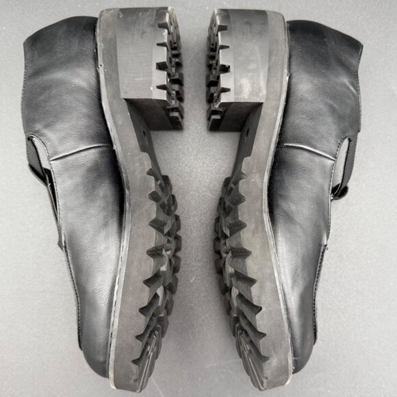 Torrid Womens Black Faux Leather T-Strap Lug Chunky Heel Shoes Size 8.5WW 148862 - Picture 5 of 8